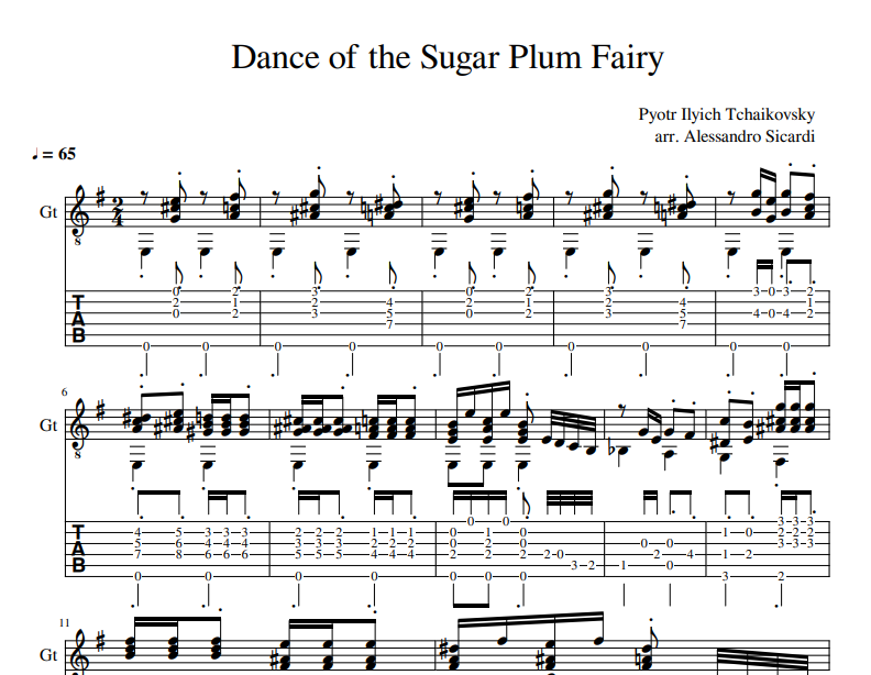 Pyotr Ilyich Tchaikovsky - Dance of the Sugar Plum Fairy for guitar